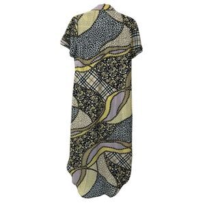 New York Printed Button Side High Slit Down Tunic Top(Size Small)
